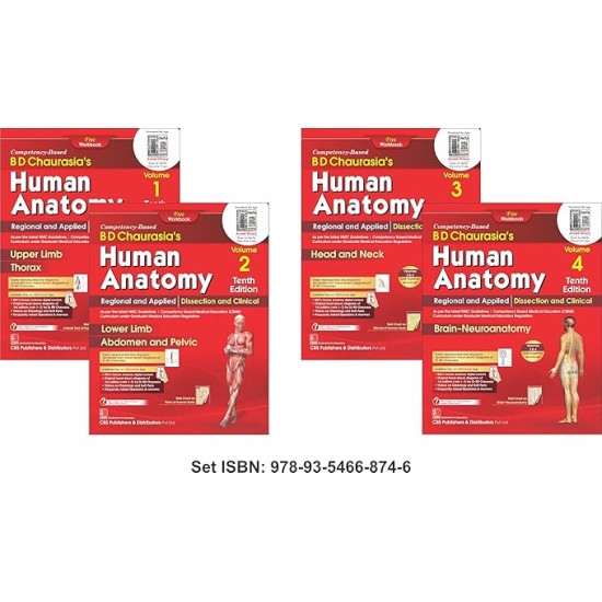 Bd chaurasia’s human anatomy, 4 volumes set with free workbooks and bdc’s human anatomy e-books